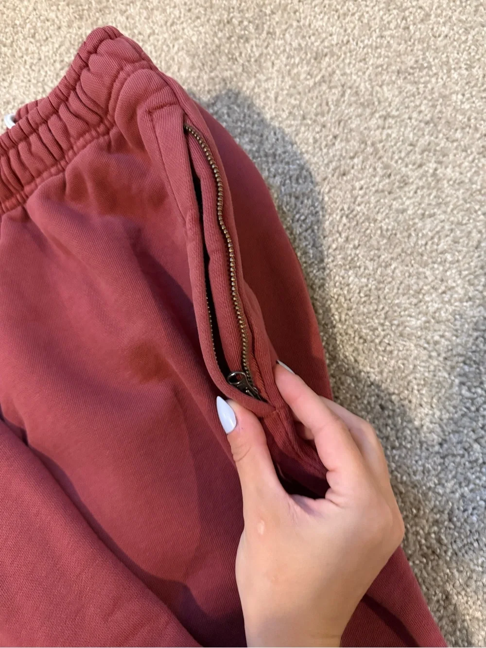 Nike Maroon Joggers with metal zipper pockets